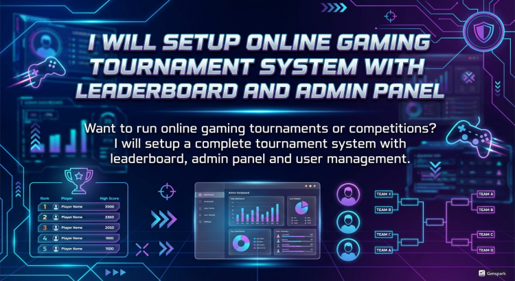 I will setup online gaming tournament system with leaderboard and admin panel