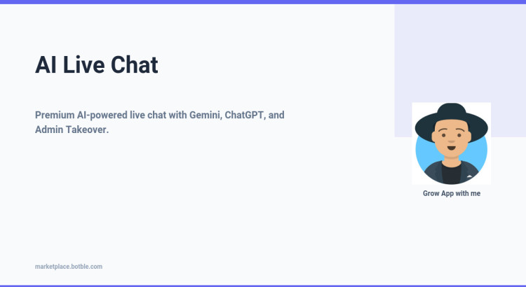 Premium AI-powered live chat with Gemini, ChatGPT, and Admin Takeover.