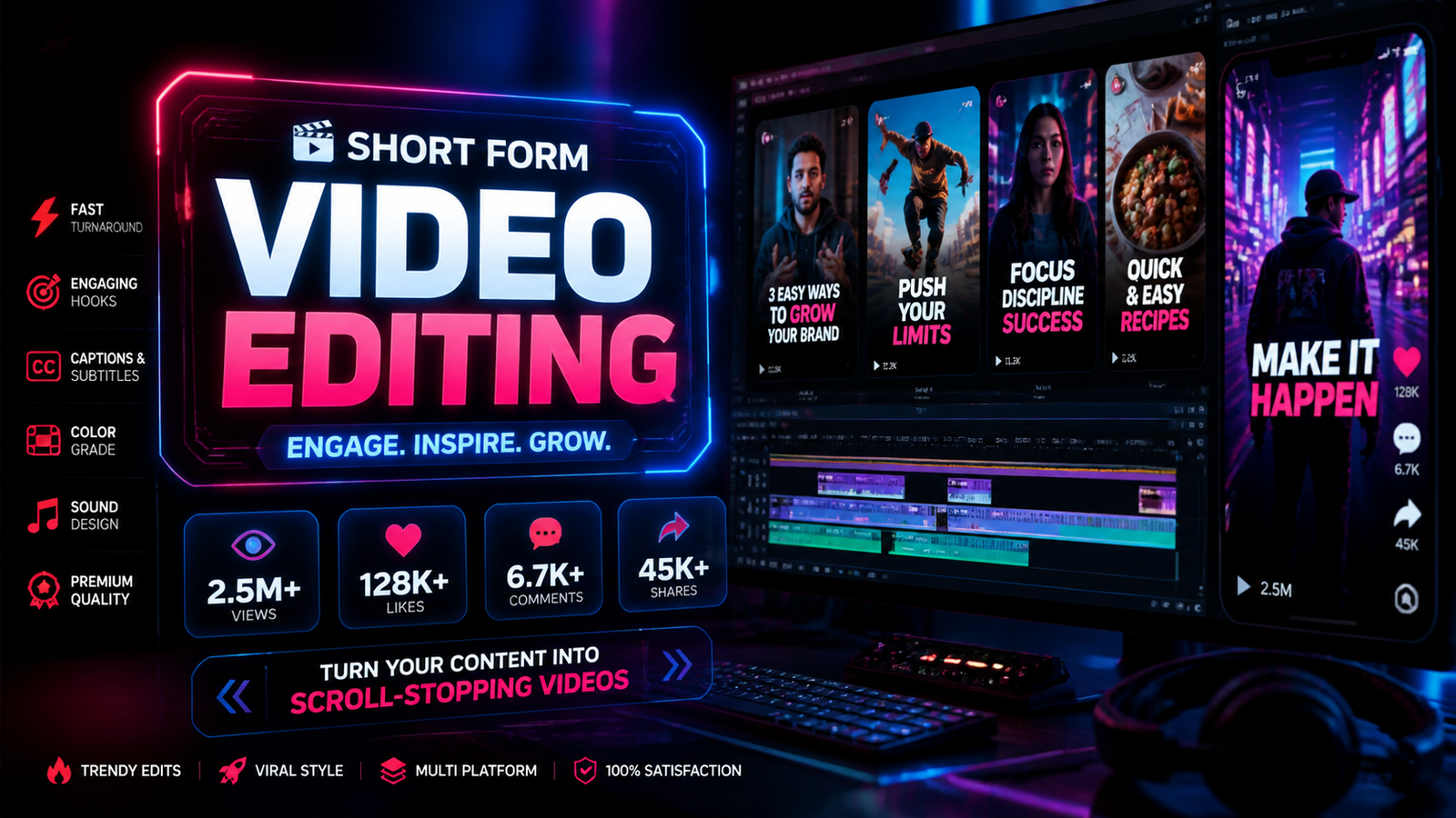 Expert Short Form Content Editing in 24 hours