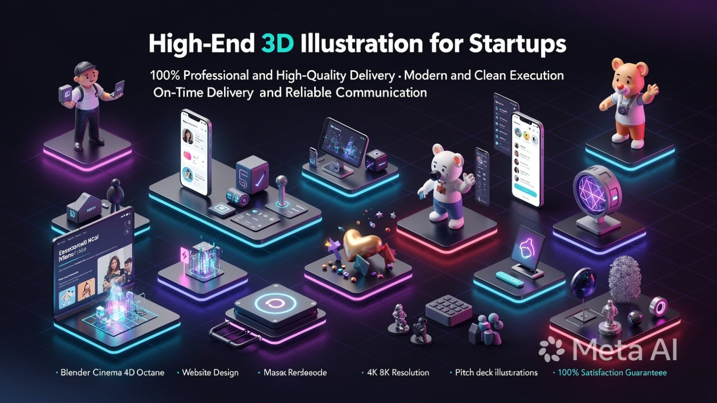 High-End 3D Illustration for startups