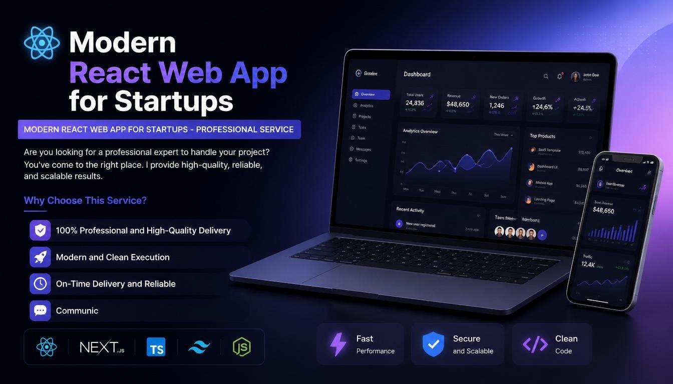 Modern React Web App for startups