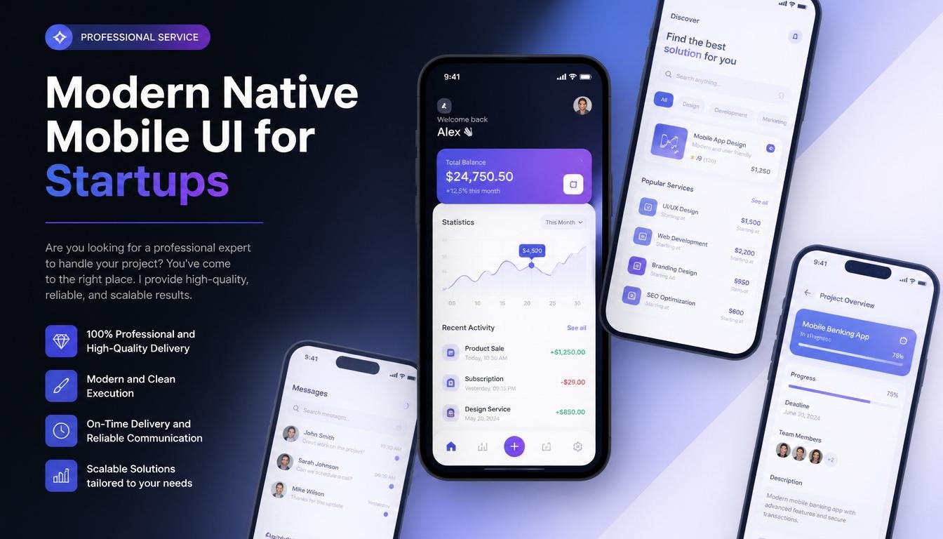 Modern Native Mobile UI for startups
